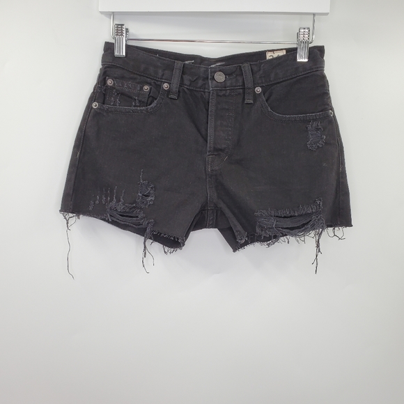 Free People Sofia Shorts Distressed Black Boho NEW